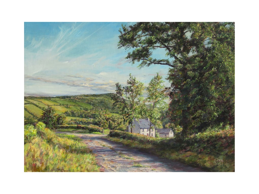 Welsh Countryside Greeting Card- Scenic Rural Landscape Fine Art Card