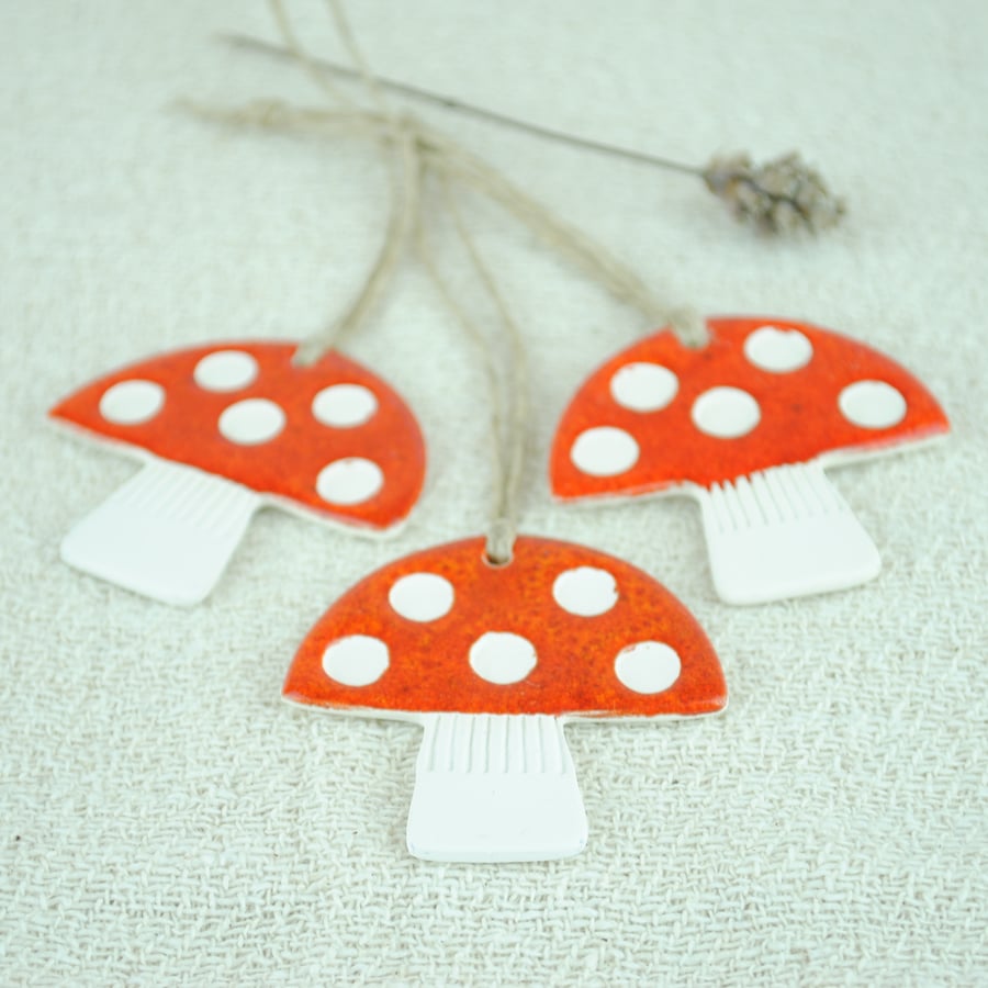 Ceramic Toadstool Decorations (Set of Three)