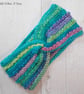 Crochet headband, ear warmer. Pastel shades twist ear warmer. Pastel headband.
