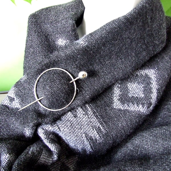 Shawl Pin, Sterling Silver Pin for Scarf, Shawl, Cardi or Wrap