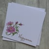 Pink Flowers - Happy Birthday - Birthday Card