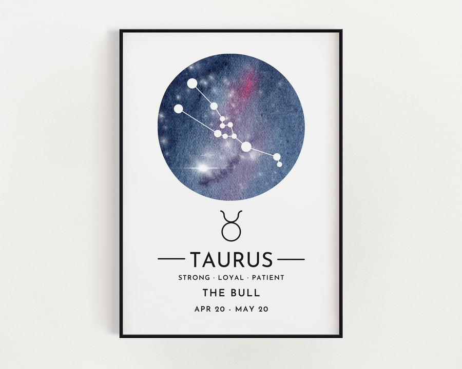 TAURUS DEFINITION PRINT, Wall Art Print, Zodiac Gift, Star Sign Gift, Wall Decor