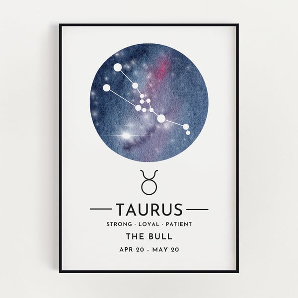 TAURUS DEFINITION PRINT, Wall Art Print, Zodiac Gift, Star Sign Gift, Wall Decor