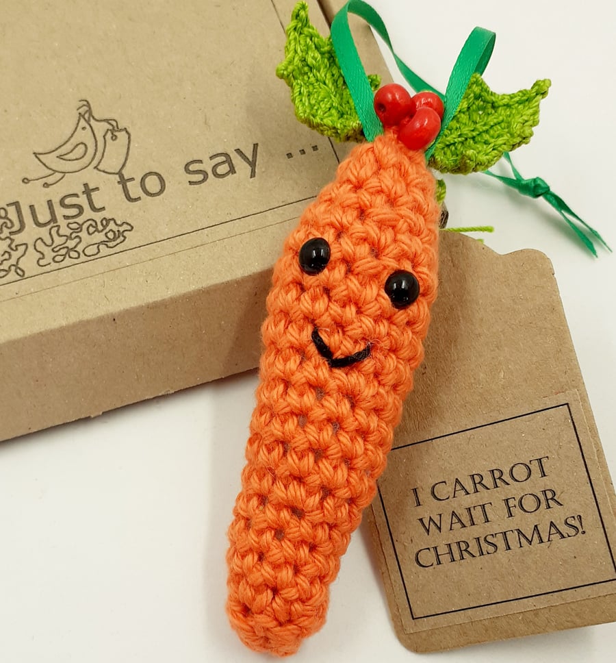 Crochet Festive Carrot Decoration - Alternative to a Greetings Card 