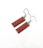 Small deep red dangle earrings, minimalist bright drop earrings - Image 2
