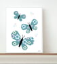 Floral Butterflies A4 Art Print  - Image 2