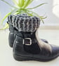 Slate Grey Crochet Boot Cuffs, Hiking Ankle Warmers - Image 5