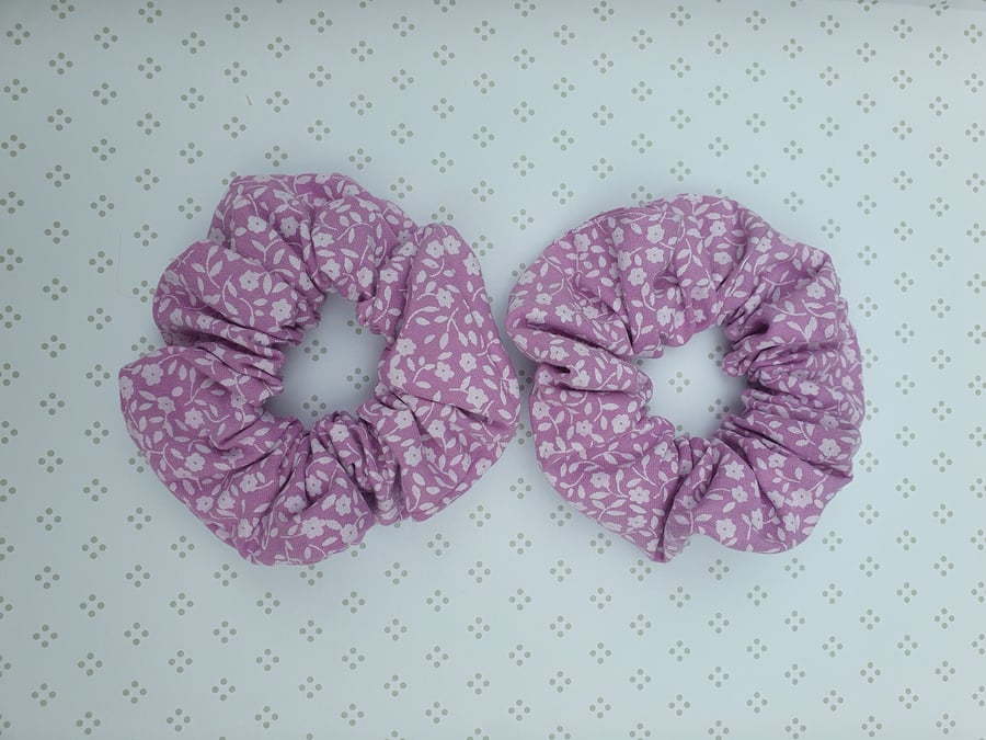 Hair Scrunchies, pair, patterned cotton, large