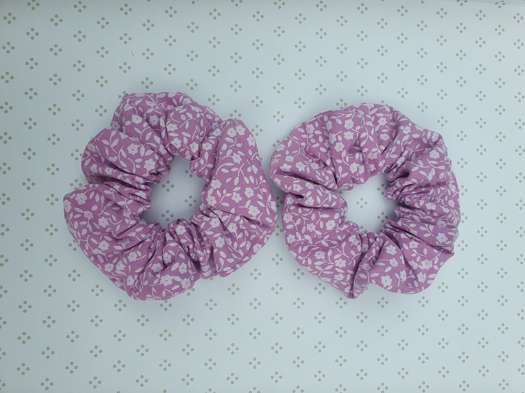 Hair Scrunchies, pair, patterned cotton, large