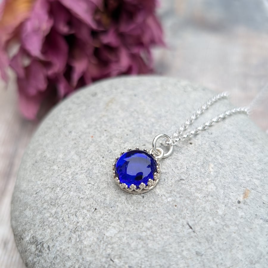 Silver Blue Glass Pendant
