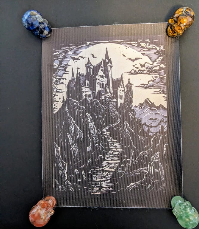 Gothic Castle Unframed Canvas Print – Moonlight Mountain Landscape