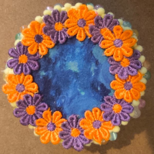Shamanic blue ocean flower rattle 
