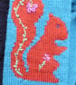 Red Squirrel Knitted Scarf with flower embroidery - Image 3