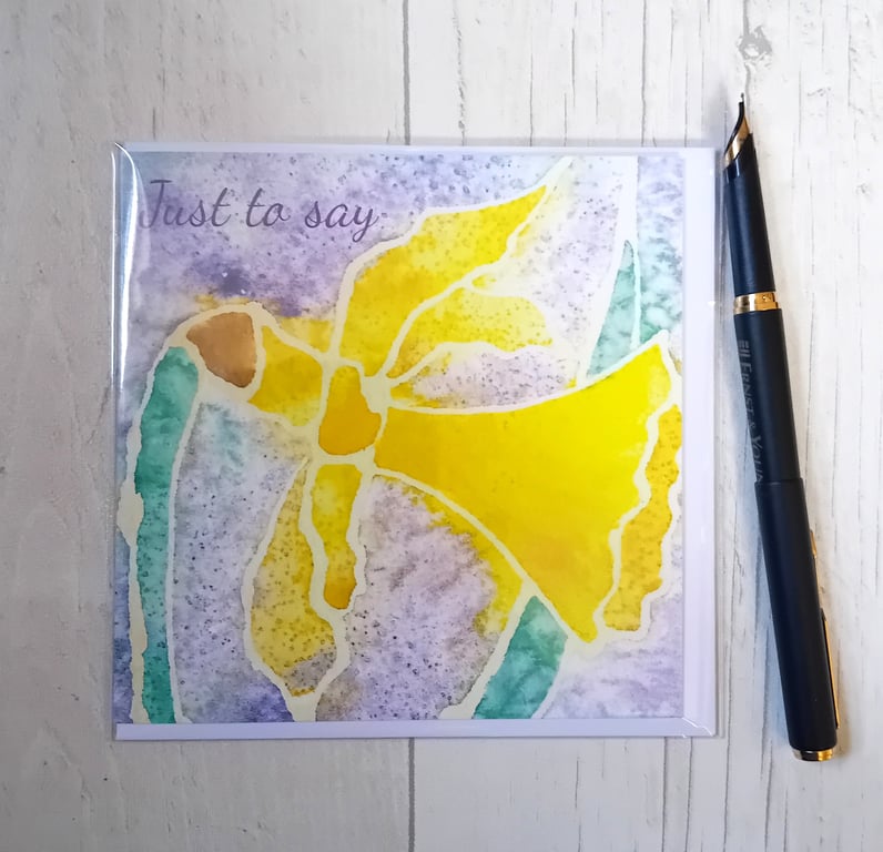 Daffodil just to say card. Just to say card. Printed card. Blank card.