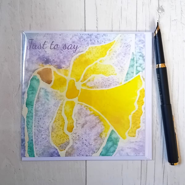 Daffodil just to say card. Just to say card. Printed card. Blank card.