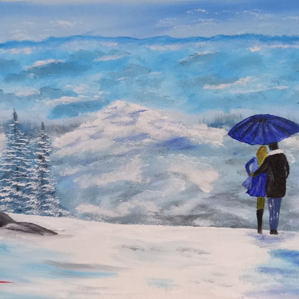 Impressionistic Snowy Oil Painting  