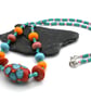 coral pink spot lampwork glass beaded necklace - Image 2
