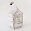 Wooden Beehive With Little Clay Bee 'Bee Happy'