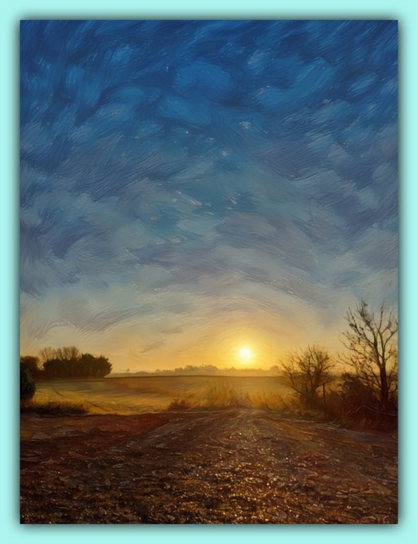 Early Morning Winter Sun Norfolk Nordelph Greeting Card A5