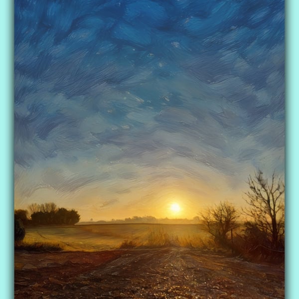 Early Morning Winter Sun Norfolk Nordelph Greeting Card A5