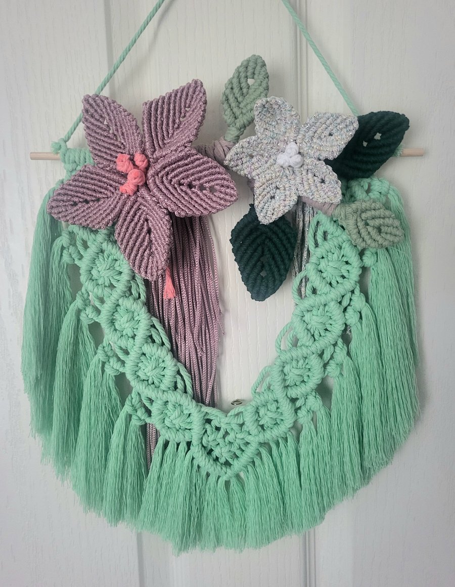 Macrame wall decor "Spring flowers"