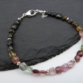 tourmaline gemstone bracelet, sterling silver jewellery