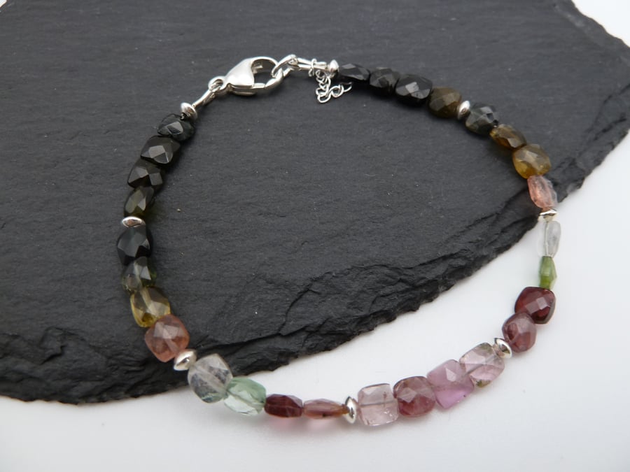 tourmaline gemstone bracelet, sterling silver jewellery