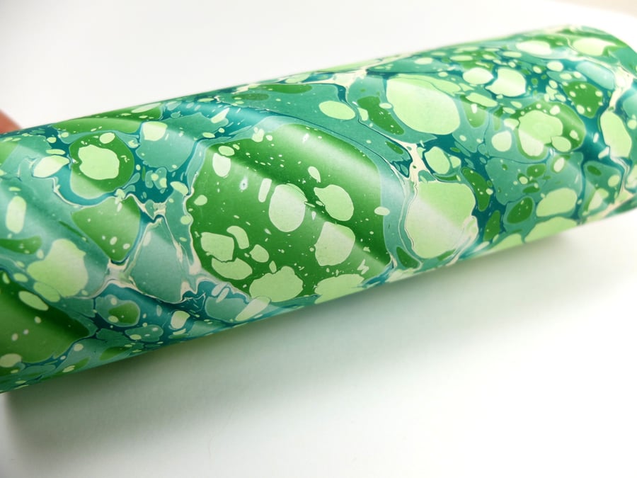 A4 Marbled paper sheet green stone spanish ripple pattern slight second 
