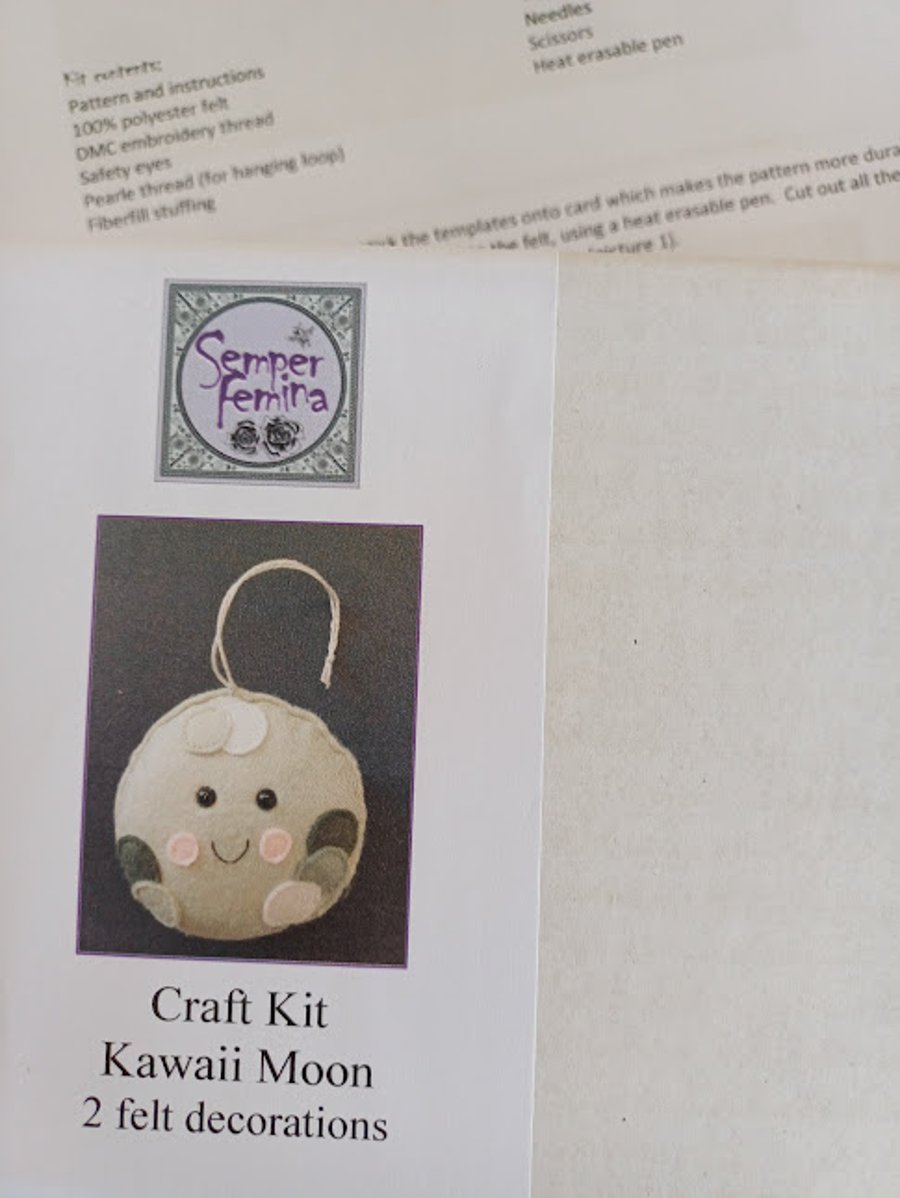 Kawaii Moon felt hand sewing craft kit
