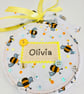 Personalised Bee Name Hoop - Bumblebee Keepsake Embroidery Hoop - Nursery Decor  - Image 6