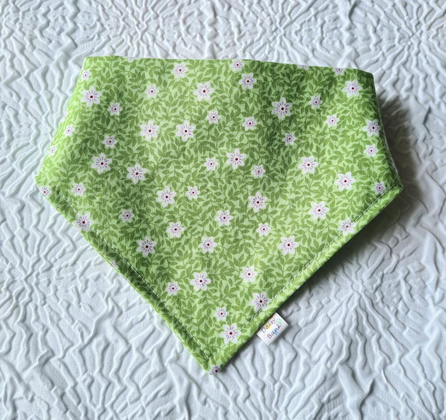 Scrunchie Dog and Cat Bandana - "Meadow Fresh", 100% Cotton, Stylish Pet
