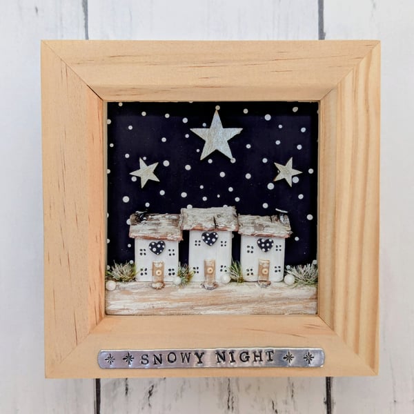 Snowy Night Christmas Box Frame - Christmas Decoration
