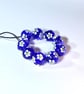 Handmade blue and white daisy patterned lamp work glass beads - Image 5