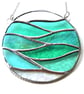 Making Waves Teal Stained Glass Suncatcher Handmade Ring Sea - Image 6