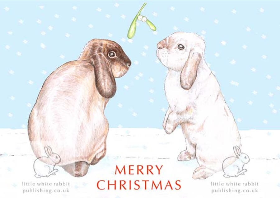 Bunnies under the Mistletoe - Christmas Card