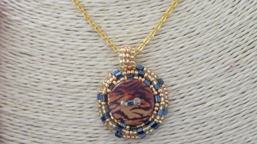Tiger beaded pendant