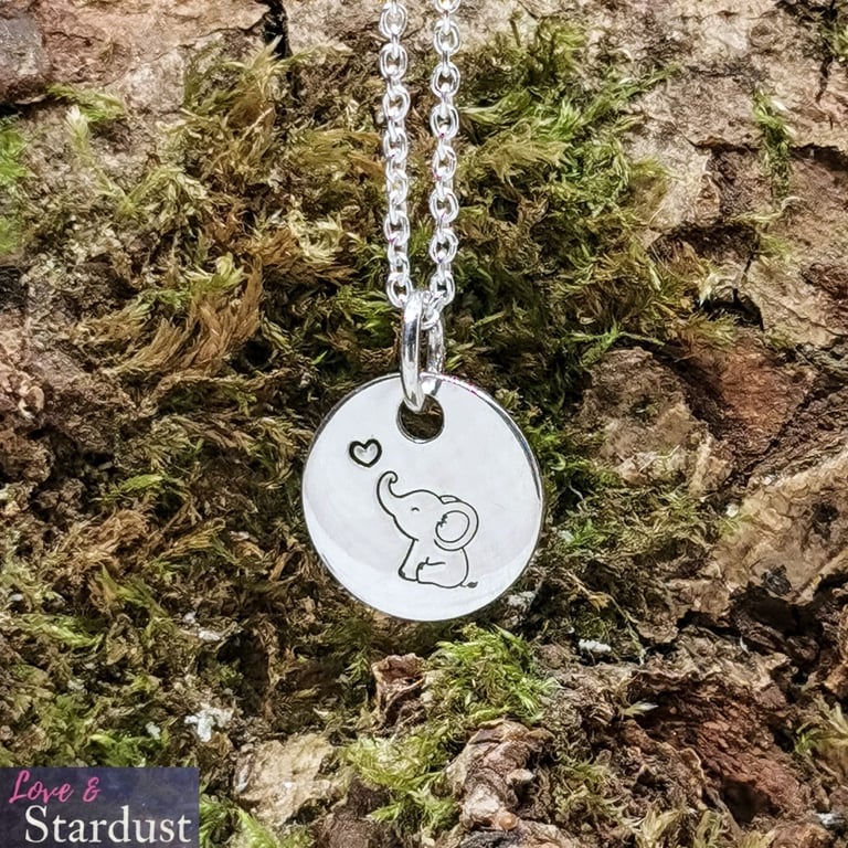 "Elephants never Forget" Hand Stamped Sterling Silver Necklace