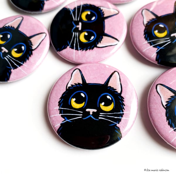 Black Cat  Fridge Magnet - 38mm