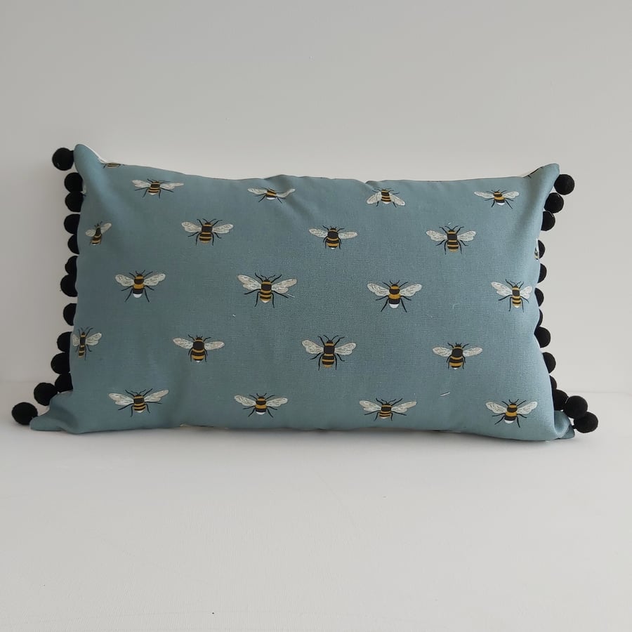 Sophie Allport Bees  Cushion with Black  Pom poms
