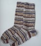 Hand-cranked Knitted Ribbed Wool Socks Size 4 to 5 - Image 2