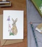 Brown hare and heather Greetings card - Image 3