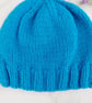 Hand Knitted Baby Hat, Bright Blue Newborn Beanie, 0-3 Months - Image 4