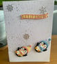 Handmade Penguin Christmas Card – 5"x7"