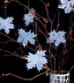 Glittery Frosted Maple Leaf Decorations Embroidered Winter Tree Decor