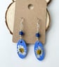 Real Pressed Daisy Dangle Sliver Plated Wood and Bead Earrings - Image 5