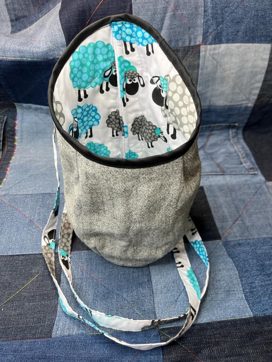Sheep Grey Faux Wool Clothes Peg Bag, Wearable Peg Bag, Teal Grey
