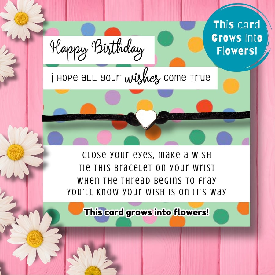 Wish String Bracelet With Plantable Packing Card, Birthday Gift, Handmade