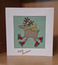 Handmade Cross-Stitch Christmas Card – Ice Skating Reindeer - Image 3