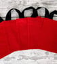 Red Party Bags: Cotton Fabric Reusable Small Tote.