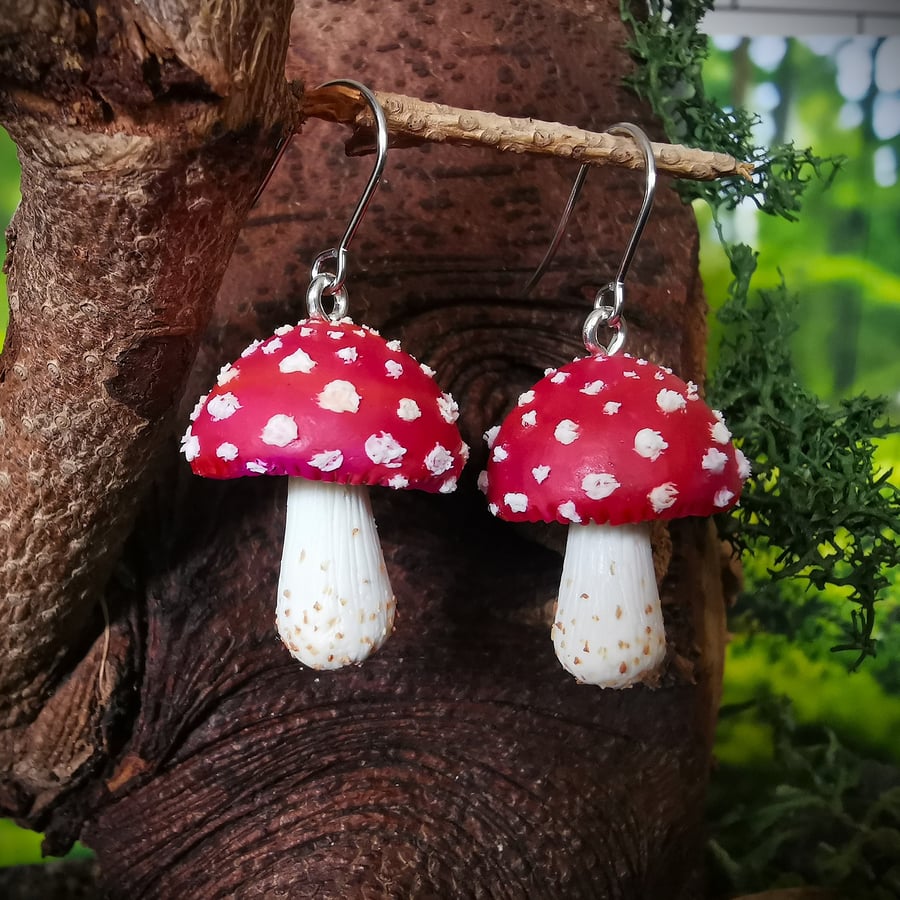 Fly Agaric Red Mushroom Earrings